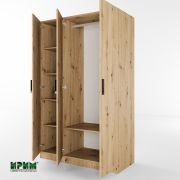 Трикрилен гардероб Сити 1003 с огледало, дъб артисан