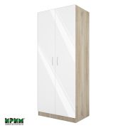 Двукрилен гардероб Сити 1007,сонома арвен/ бял гланц