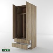 Двукрилен гардероб с две чекмеджета Сити 1008, сонома тъмна