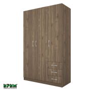 Трикрилен гардероб с три чекмеджета Сити 1028, орех адмирал