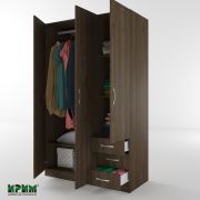 Трикрилен гардероб с три чекмеджета Сити 1028, орех адмирал