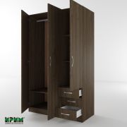 Трикрилен гардероб с три чекмеджета Сити 1028, орех адмирал